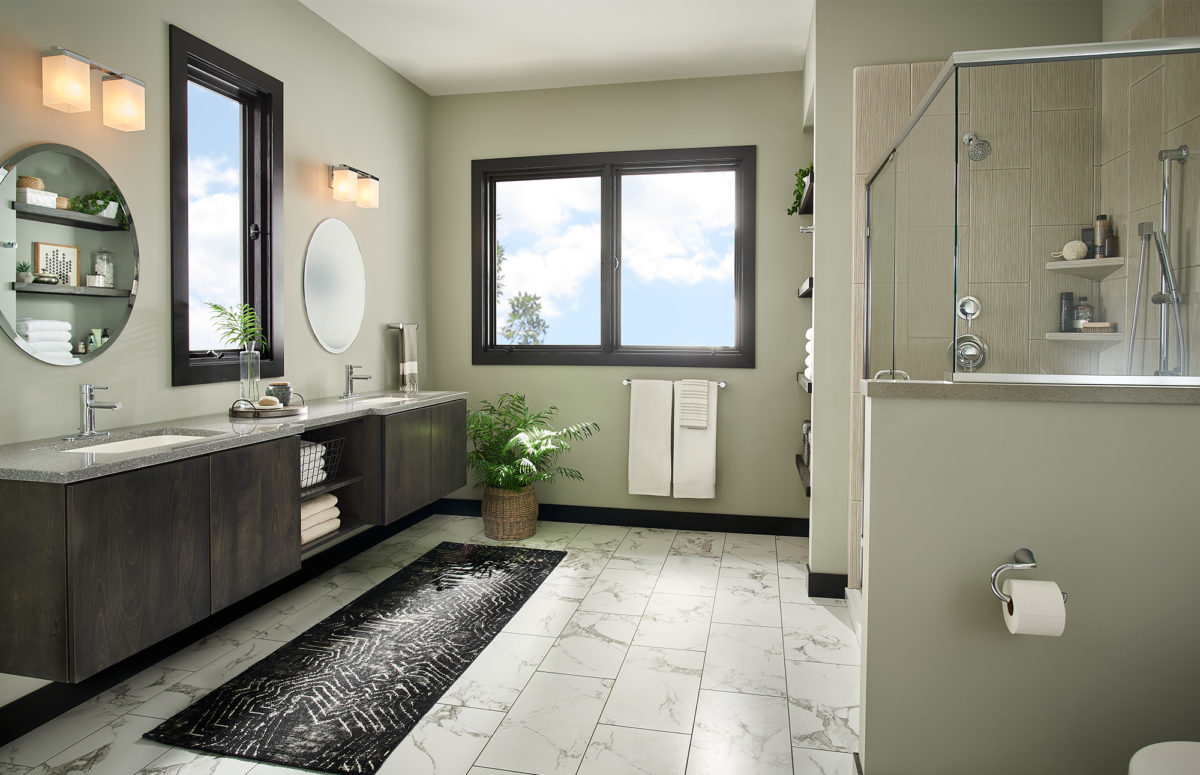 brushed linen contemporary complete bathroom remodel after