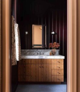 Re-Bath bathroom remodel with wooden color palette